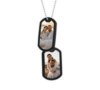 MeMeDIY Collana Piastrine Militari Personalizzate Incisione Testo Foto in Acciaio Inossidabile Collana Nome Esercito Double Dog Tag Targhetta Unisex Donna Uomo -B1