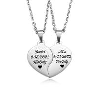 MeMeDIY Collane Abbinate con Puzzle a Cuore per Coppie Fidanzato/Fidanzata 2 pezzi Collana di Amicizia Collana di Relazione Collana di Relazione in Acciaio Inossidabile Argento Nero Oro Rosa -A3