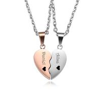 MeMeDIY Collane Abbinate con Puzzle a Cuore per Coppie Fidanzato/Fidanzata 2 pezzi Collana di Amicizia Collana di Relazione Collana di Relazione in Acciaio Inossidabile Argento Nero Oro Rosa -B2