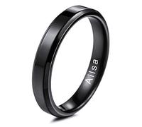 MeMeDIY FEDI Nuziali per Uomo per Fasce da Donna in Acciaio Inossidabile per Ragazze, con Regolatore della Dimensione Dell'anello - Incisione Iersonalizzata (Nero Colore, 4.0mm Larghezze, 14 Taglie)