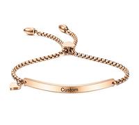 MeMeDIY Nomi Personalizzati per Incisione del Braccialetto a Forma di Cuore per Le Donne Ragazze in Acciaio Inossidabile Regolabili con Cinturino alla Caviglia Regali per Damigelle d'Onore (Rosa-Oro)