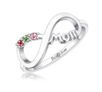 MeMeDIY Personalizzata Anello Della Pietra Portafortuna | Argento 925 Anello Del Nome | Anello Di Famiglia Inciso 1-4 Nomi | Anello Personalizzati per la Fidanzata/Mamma (Stile 2-Size 6)