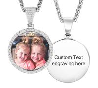 MeMeDIY Personalizzata Ciondolo Collana Commemorativa per Uomo/Donna Collana con Foto Personalizzata a Forma Rotonda/a Forma di Cuore Incisione di Immagine/Testo/Nome/Data B5-28