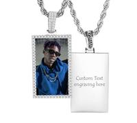 MeMeDIY Personalizzata Ciondolo Collana Commemorativa per Uomo/Donna Collana con Foto Personalizzata a Forma Rotonda/a Forma di Cuore Incisione di Immagine/Testo/Nome/Data G1-22