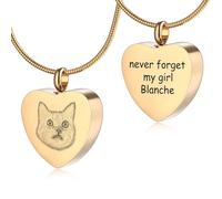 MeMeDIY Personalizzato Cuore Orma di Zampa Ceneri Urna Pendente Collana Personalizzato Nome/Foto/Data per Donna Uomo Animale Domestico Amante Memoriale Cane Gatto Ricordo Dell'animale Domestico - D2