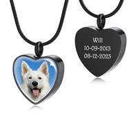 MeMeDIY Personalizzato Cuore Orma di Zampa Ceneri Urna Pendente Collana Personalizzato Nome/Foto/Data per Donna Uomo Animale Domestico Amante Memoriale Cane Gatto Ricordo Dell'animale Domestico - C3