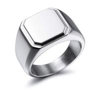 MeMeDIY Personalizzato Incisione Monogramma Lettera Anello con Sigillo per Gli Uomini Donne Custom in Acciaio Inox Nuziale Anello con Regolatori di Dimensione Dell'anello(Colore Argento Dimensione 7)