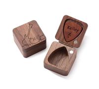 MeMeDIY Plettri per Chitarra Personalizzati con Custodia Porta Plettri per Chitarra in Legno Personalizzato con Testo Inciso del Nome Regali Personalizzati per Uomini Donne Amanti della Musica - B2