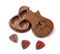 MeMeDIY Plettri per Chitarra Personalizzati con Custodia Porta Plettri per Chitarra in Legno Personalizzato con Testo Inciso del Nome Regali Personalizzati per Uomini Donne Amanti della Musica - A2