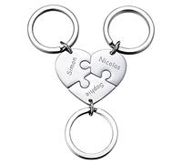 MeMeDIY Portachiavi Personalizzato con Puzzle Forma Cuore per Gli Amanti Dell'acciaio Inossidabile Set di Gioielli Birthstone
