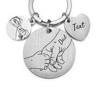 MeMeDIY Portachiavi Personalizzato per Papà con Incisione del Nome Mano Grande Che Tiene Mano Piccola Regalo per Papà per la Festa del Papà e il Compleanno - D
