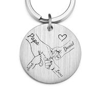 MeMeDIY Portachiavi Personalizzato per Papà con Incisione del Nome Mano Grande Che Tiene Mano Piccola Regalo per Papà per la Festa del Papà e il Compleanno - A3
