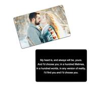 MeMeDIY Portafoglio Personalizzato Carte in Metallo Incise con Testo e Immagine Inserto per Portafoglio Regalo per Papà Marito Fidanzato (Nero 01)
