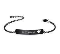 MeMeDIY Pulsera Personalizada con Grabado De Nombre/Fecha para Mujeres Niñas Acero Inoxidable Delicadas Pulseras De Corazón con Eslabones De Tobillo con Cadena Ajustable Regalo De Dama De Honor