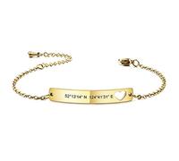 MeMeDIY Pulsera Personalizada con Grabado De Nombre/Fecha para Mujeres Niñas Acero Inoxidable Delicadas Pulseras De Corazón con Eslabones De Tobillo con Cadena Ajustable Regalo De Dama De Honor