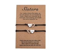 MeMeDIY Set di Braccialetti Cardiaci Abbinati Personalizzati, Nome Personalizzato 2~4 Pezzi BFF in Acciaio Inossidabile Set di Braccialetti Migliori Amici, Regalo di Amicizia per Le Sorelle Besties