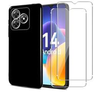 MEMELOKA Cover per Blackview Wave 8/Wave 8C/OSCAL Flat 2C/OSCAL Flat 2 e Vetro Temperato, Ultrasottile Custodia Protettiva Morbido in Silicone Gel Gomma Nero Anti-Scratch Cover Protezione