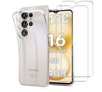 MEMELOKA Cover per DOOGEE Note56 X/56X Pro/56x Plus + 2 Pezzi Pellicola Protettiva in Vetro Temperato, Sottile Morbida Silicone TPU Anti-ingiallimento Custodia[Antigraffio][Anti-impronte], Trasparente