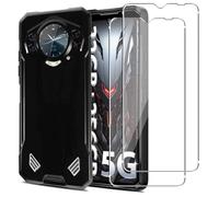 MEMELOKA Cover per Doogee S200/Doogee S200X/S200 Plus e Vetro Temperato, Ultrasottile Custodia Protettiva Morbido in Silicone Gel Gomma Nero Anti-Scratch Cover Protezione