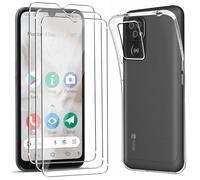 MEMELOKA Cover per Doro 8100/Doro 8100 Plus + 3 Pezzi Pellicola Protettiva in Vetro Temperato, Sottile Morbida Silicone TPU Anti-ingiallimento Custodia[Antigraffio][Anti-impronte] - (Trasparente)