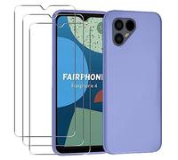 MEMELOKA Cover per Fairphone 4 + 3 Pezzi Pellicola in Vetro Temperato, Custodia in Silicone Opaco Ultra Sottile Morbido TPU Anti-Scivolo Protezione Case Fairphone 4, Blu
