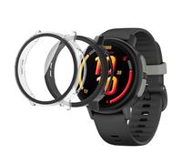 MEMELOKA Cover per Garmin Bounce 2 con Vetro Temperato[2 Pezzi], Ultrasottile Rigida PC Case Protettiva Anti-Graffio e HD Clear Pellicola Protettiva, Transparente + Nero