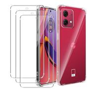 MEMELOKA Cover per Motorola Moto G84 5G e 3 Pezzi Vetro Temperato, Trasparente Morbido TPU Silicone Protettiva Custodia Antiurto Anti-Graffio Bumper con Angoli Rinforzati