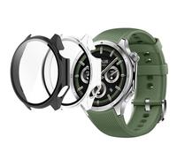 MEMELOKA Cover per OnePlus Watch 3 47mm/Oppo Watch X2 con Vetro Temperato[2 Pezzi], Ultrasottile Rigida PC Case Protettiva Anti-Graffio e HD Clear Pellicola Protettiva, Trasparente + Nero