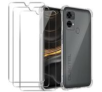 MEMELOKA Cover per Oukitel C33 e 3 Pezzi Vetro Temperato, Trasparente Morbido TPU Silicone Protettiva Custodia Antiurto Anti-Graffio Bumper con Angoli Rinforzati