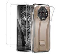 MEMELOKA Cover per Ulefone Armor X16/Armor X16 Pro + 2 Pezzi Pellicola Protettiva in Vetro Temperato, Sottile Morbida Silicone TPU Anti-ingiallimento Custodia[Antigraffio][Anti-impronte], Trasparente