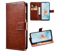 MEMELOKA Cover per UMIDIGI G5/UMIDIGI G5A, Interno TPU Antiurto e Premium PU Flip Wallet Custodia per UMIDIGI G5A con Slot per Scheda [Magnetica a Scatto][Funzione di Supporto] - Marrone