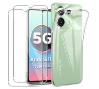 MEMELOKA Cover per UMIDIGI G9/G9T/G9A/G9C + 2 Pezzi Pellicola Protettiva in Vetro Temperato, Sottile Morbida Silicone TPU Anti-ingiallimento Custodia[Antigraffio][Anti-impronte], Trasparente