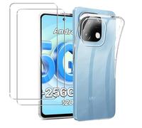 MEMELOKA Cover per UMIDIGI Note 100 5G/Note 100A + 2 Pezzi Pellicola Protettiva in Vetro Temperato, Sottile Morbida Silicone TPU Anti-Ingiallimento Custodia[AntiGraffio][Anti-Impronte], Trasparente