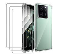 MEMELOKA Cover per Xiaomi 13T/Xiaomi 13T Pro e 3 Pezzi Vetro Temperato, Trasparente Morbido TPU Silicone Protettiva Custodia Antiurto Anti-Graffio Bumper con Angoli Rinforzati