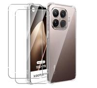 MEMELOKA Cover per Xiaomi 15T PRO e 2 Pezzi Vetro Temperato, Trasparente Morbido TPU Silicone Protettiva Custodia Antiurto Anti-Graffio Bumper con Angoli Rinforzati