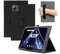 MEMELOKA Custodia per Acer Iconia Tab A11 A11-11-A921 11 Pollici, Leggera e Sottile Custodia in Pelle PU con Cinturino da Polso, Morbido Cover con Funzione di Supporto, Nero