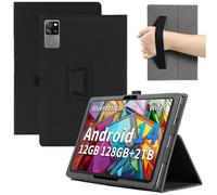 MEMELOKA Custodia per Blackview Tab 60 Wifi/Tab 60 Pro 10.1 Inch, Leggera e Sottile Custodia in Pelle PU con Cinturino da Polso, Morbido Cover con Auto Svegliati/Sonno[Funzione di Supporto], Nero