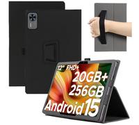 MEMELOKA Custodia per DOOGEE T36 12 Pollici, Leggera e Sottile Custodia in Pelle PU con Cinturino da Polso, Morbido Cover con Auto Svegliati/Sonno[Funzione di Supporto], Nero
