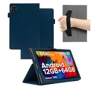 MEMELOKA Custodia per DOOGEE Tab A9/Tab A9 Pro 10.1 Pollici, Leggera e Sottile Custodia in Pelle PU con Cinturino da Polso, Morbido Cover con Funzione di Supporto, Blu