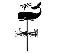 MEMEM Banderuola segnavento a Forma di Balena, in Acciaio Inox, con picchetto e Fissaggio a Parete, indicatore di direzione del Vento for Decorazioni da Giardino, Cortile e Gazebo.
