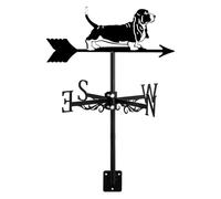 MEMEM Banderuola segnavento in Metallo a Forma di Cane 3D, indicatore di direzione del Vento in Ferro battuto Nero, Decorazione da Montare sul Tetto, Accessori for Giardino e Patio.(Basset Hound)
