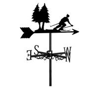 MEMEM Banderuola segnavento in Metallo, banderuola Decorativa for progetti Sportivi e fisici, for tetti di Giardini, Prati Esterni, Pali di Recinzione, pergolati, Serre, fienili o capannoni.(Ski)