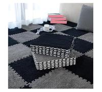 MEMEM Tappetini ad incastro quadrati, 10 pezzi di piastrelle puzzle for tappeti morbidi, tappeti morbidi for la decorazione della camera da letto del salotto(Black+Gray,1cm)