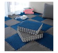 MEMEM Tappetini ad incastro quadrati, 10 pezzi di piastrelle puzzle for tappeti morbidi, tappeti morbidi for la decorazione della camera da letto del salotto(Navy Blue+Gray,1cm)