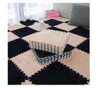 MEMEM Tappetini ad incastro quadrati, 10 pezzi di piastrelle puzzle for tappeti morbidi, tappeti morbidi for la decorazione della camera da letto del salotto(Light Brown+Black,0.6cm)