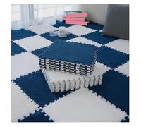 MEMEM Tappetini ad incastro quadrati, 10 pezzi di piastrelle puzzle for tappeti morbidi, tappeti morbidi for la decorazione della camera da letto del salotto(Navy Blue+White,0.6cm)