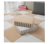 MEMEM Tappetini ad incastro quadrati, 10 pezzi di piastrelle puzzle for tappeti morbidi, tappeti morbidi for la decorazione della camera da letto del salotto(White+Light Brown,0.6cm)