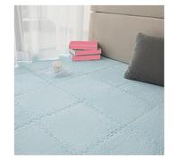 MEMEM Tappetini ad incastro quadrati, 10 pezzi di piastrelle puzzle for tappeti morbidi, tappeti morbidi for la decorazione della camera da letto del salotto(Light Blue,1cm)