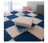 MEMEM Tappetini ad incastro quadrati, 10 pezzi di piastrelle puzzle for tappeti morbidi, tappeti morbidi for la decorazione della camera da letto del salotto(Light Brown+Navy Blue,0.6cm)