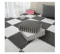 MEMEM Tappetini ad incastro quadrati, 10 pezzi di piastrelle puzzle for tappeti morbidi, tappeti morbidi for la decorazione della camera da letto del salotto(Gray+White,0.6cm)